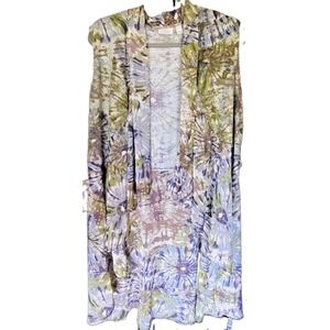 LOGO by Lori Goldstein Mixed Media Open Tank Jacket Womens XL Artsy Indie TieDye